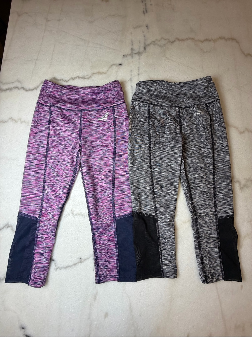 2 Pack of BCG Space-Dye Capri Leggings with Navy & BlackPanels